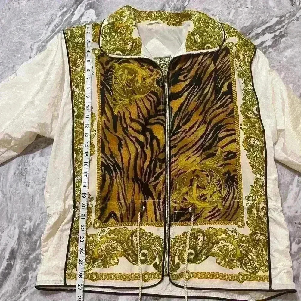 Winterset Windbreaker Jacket Womens Vintage 80s Glam Tiger King Size S Full Zip - Picture 5 of 10